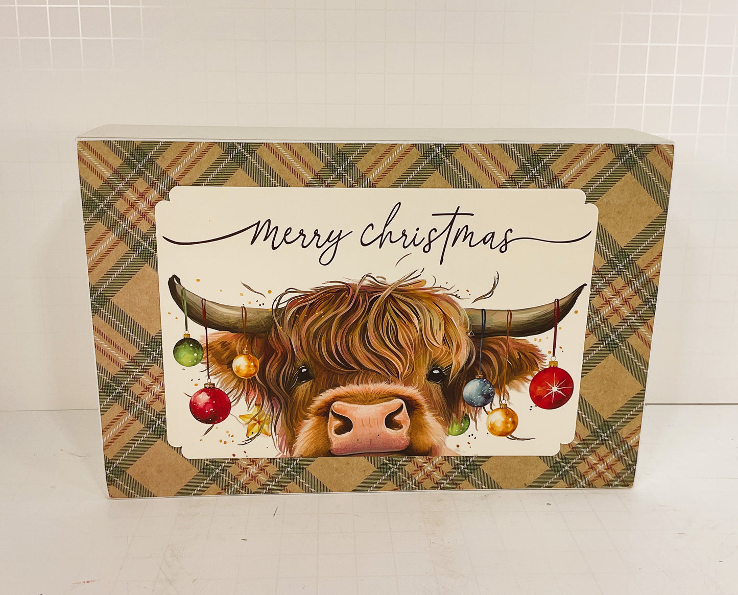 AGD Christmas Decor - Merry Highland Cow Coo Box Sign