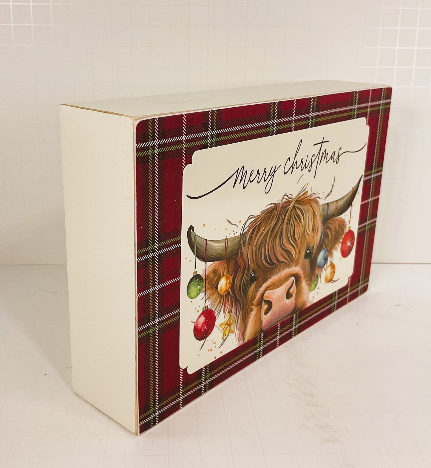 AGD Christmas Decor - Merry Highland Cow Coo Box Sign