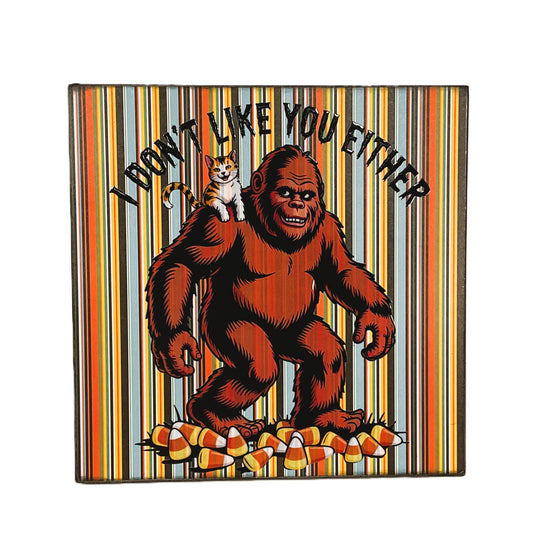 AGD Halloween Decor - Bigfoot Don't Like Candy Corn Tabletop Easel Sign