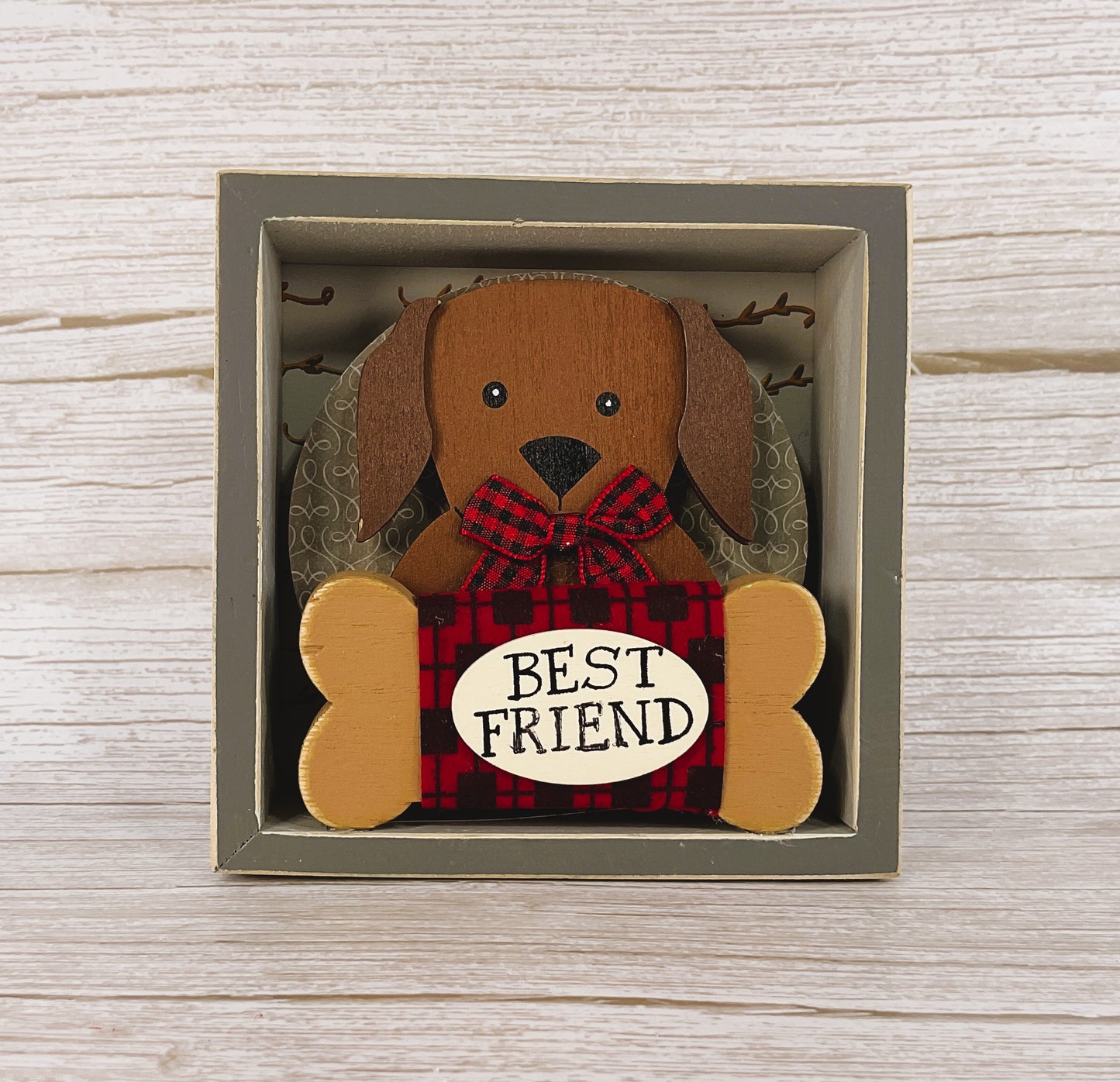 AGD Christmas Decor - Best Friend Puppy Dog Inset Box Sign