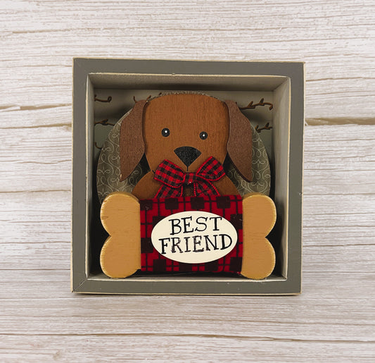 AGD Christmas Decor - Best Friend Puppy Dog Inset Box Sign
