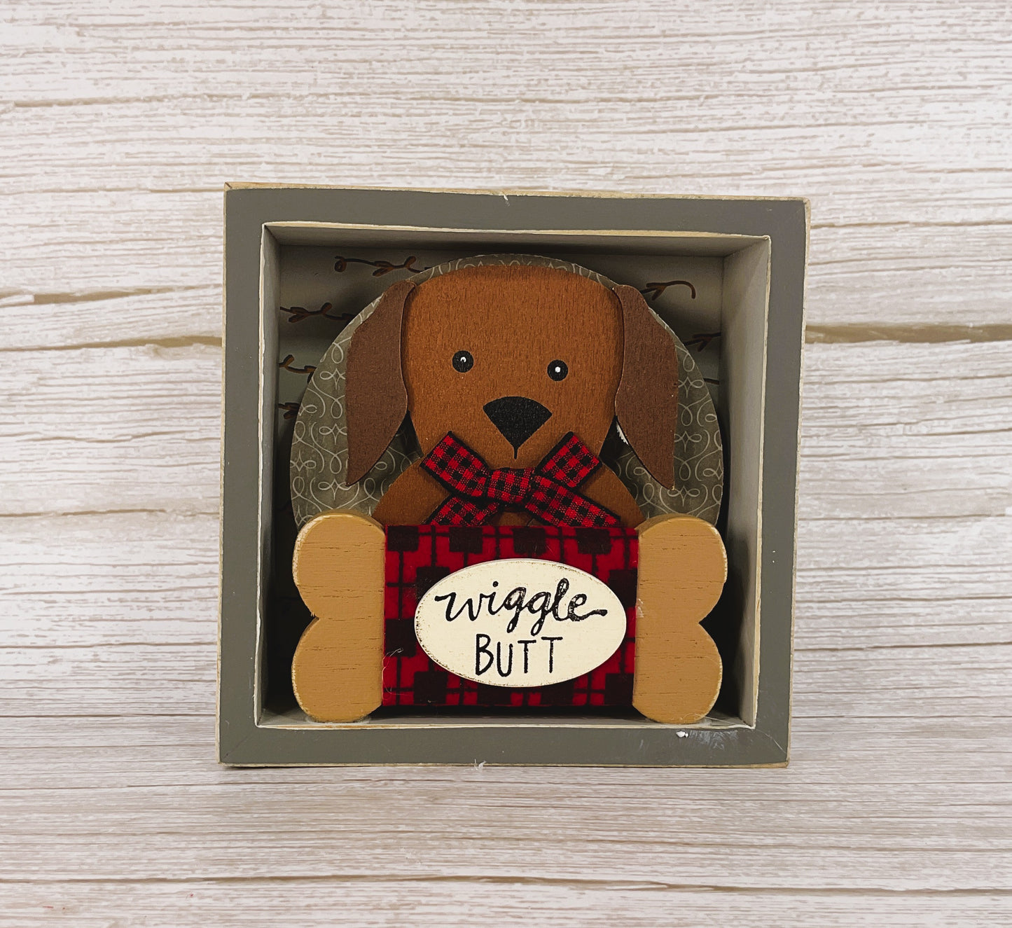 AGD Christmas Decor - Wiggle Butt Puppy Dog Inset Box Sign