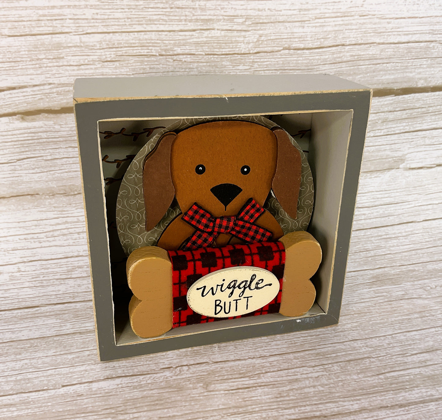 AGD Christmas Decor - Wiggle Butt Puppy Dog Inset Box Sign