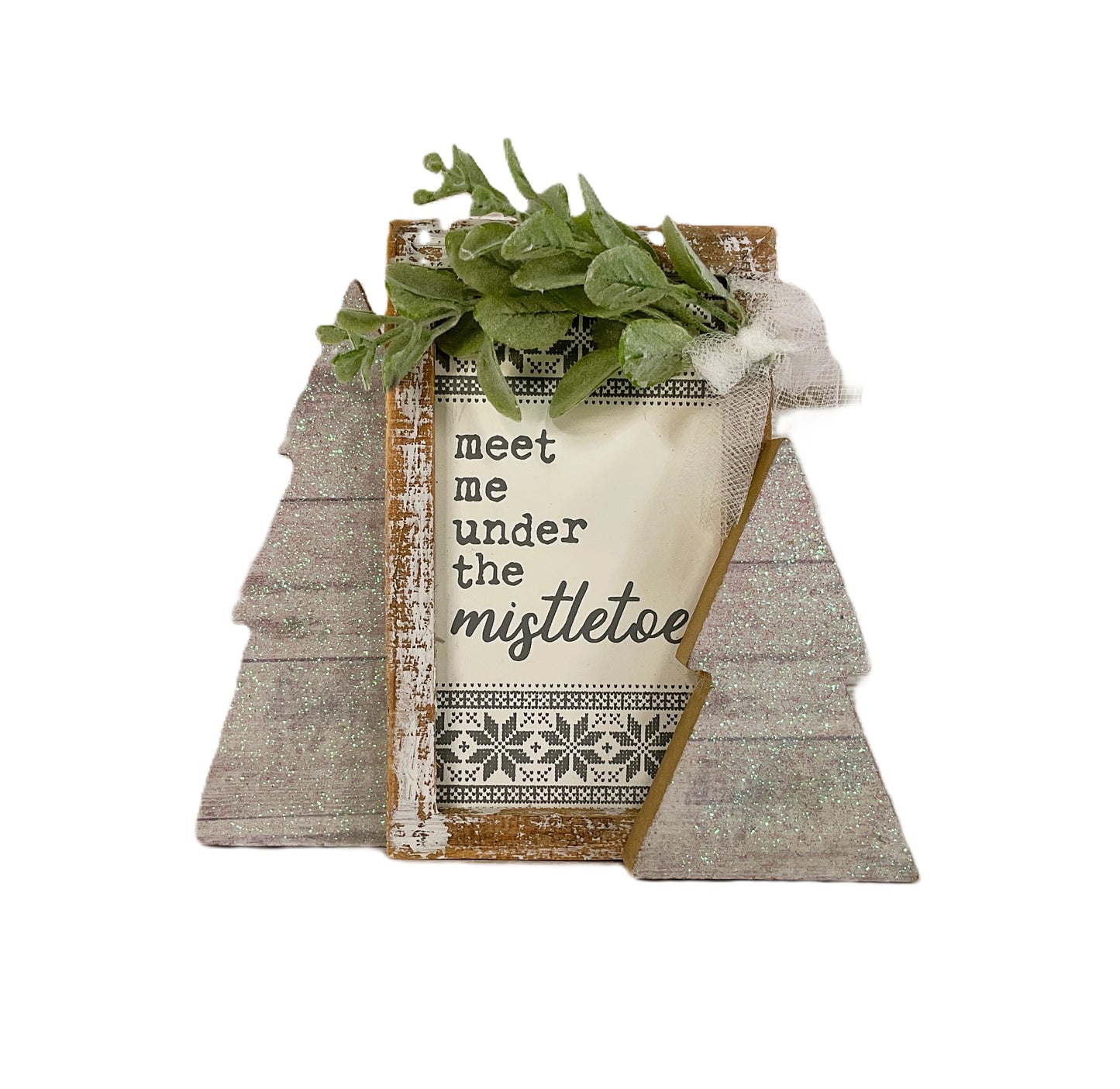 AGD Christmas Decor - Small Mistletoe and Glitter Tree Display