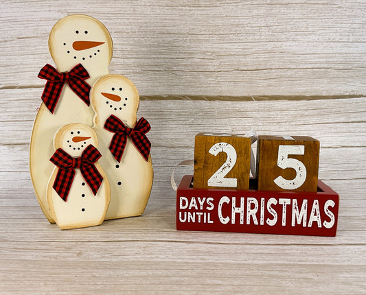 AGD Christmas Decor - Prim Trio Snowmen Countdown Set