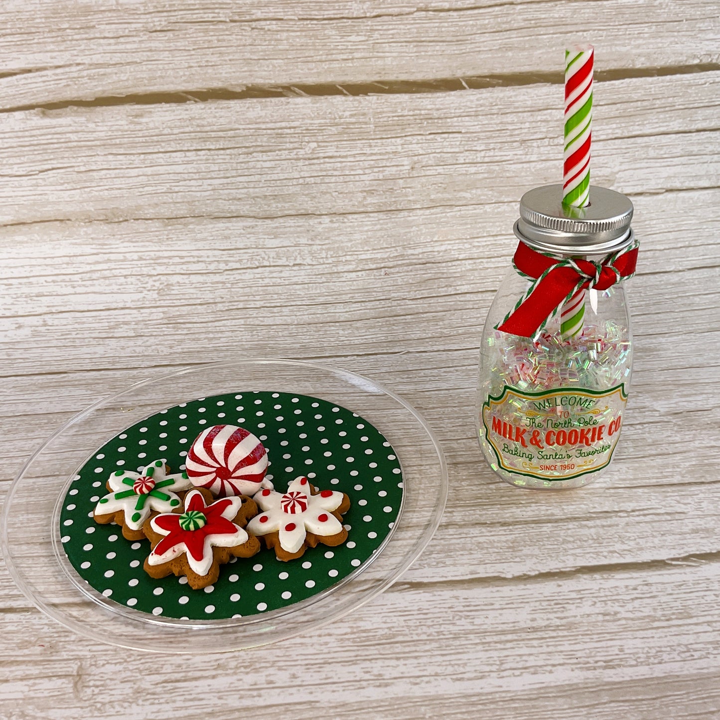 AGD Christmas Decor - Milk Bottle and Cookies Bundle Display 2pc Set
