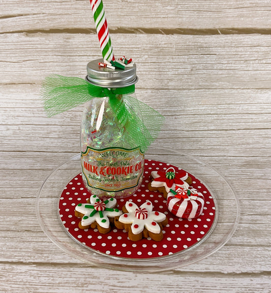 AGD Christmas Decor - Milk Bottle and Cookies Bundle Display 2pc Set