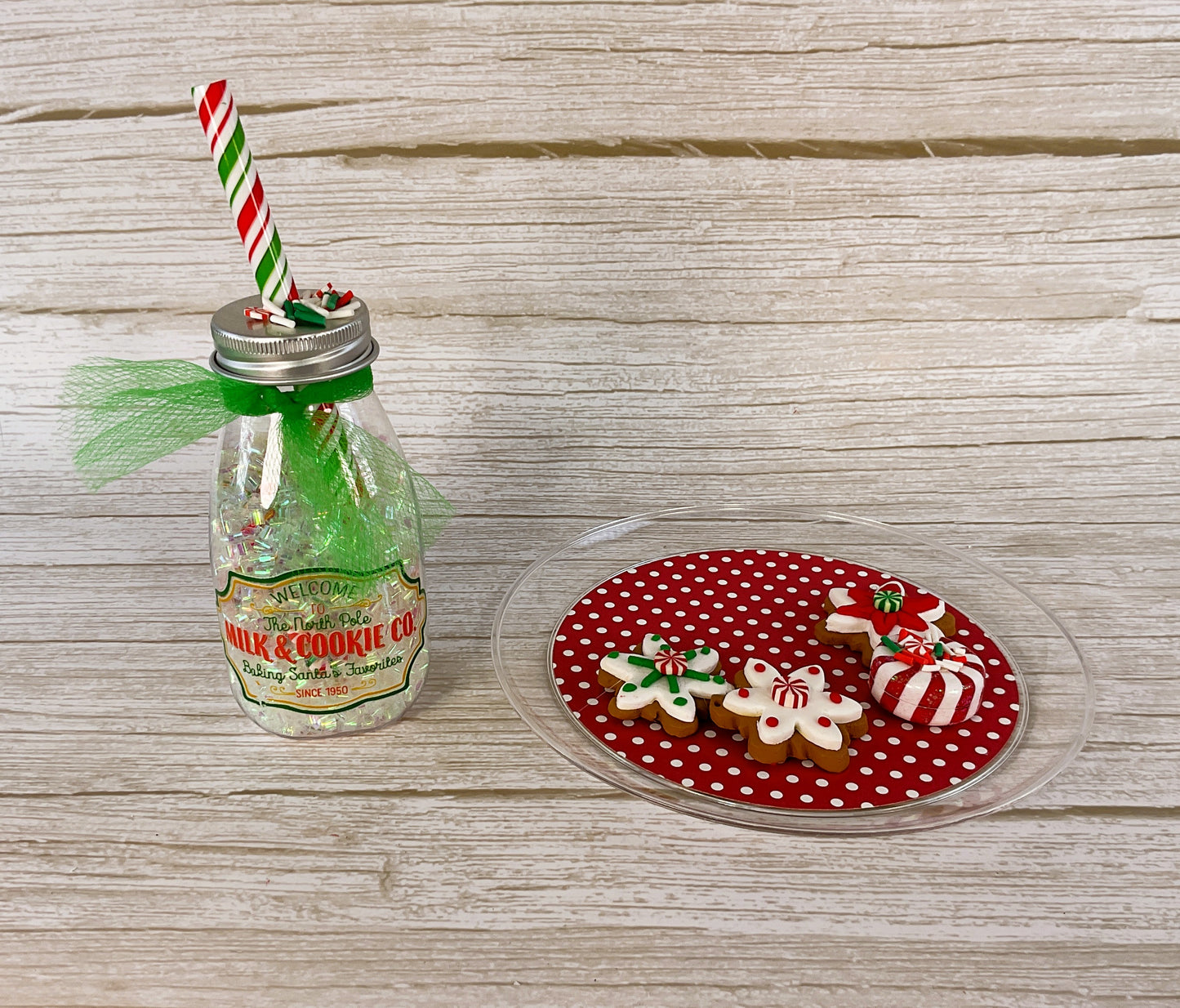 AGD Christmas Decor - Milk Bottle and Cookies Bundle Display 2pc Set