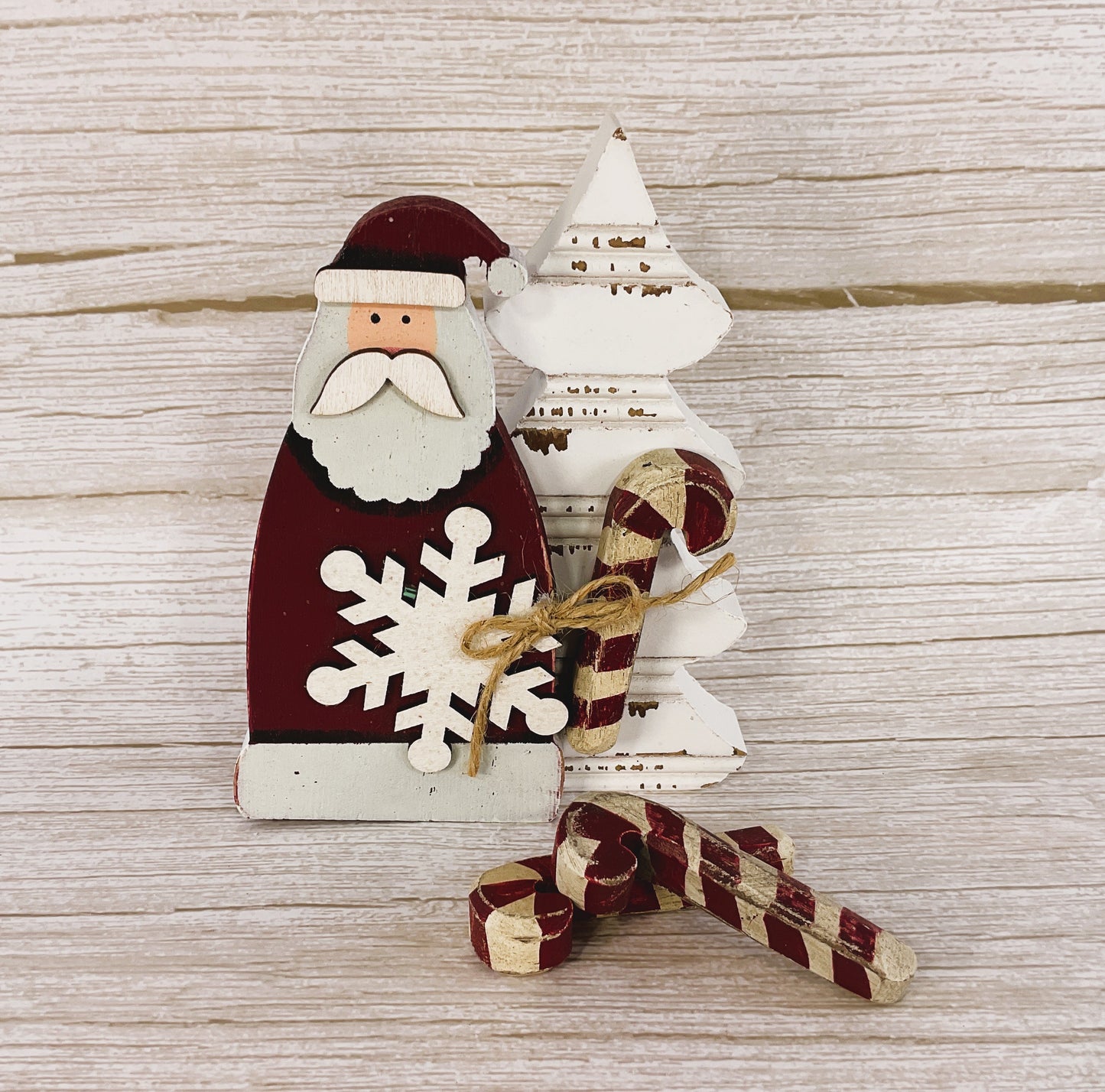 AGD Christmas Decor - Prim Santa Candy Cane Tree Set