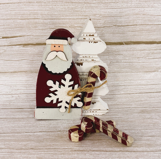AGD Christmas Decor - Prim Santa Candy Cane Tree Set