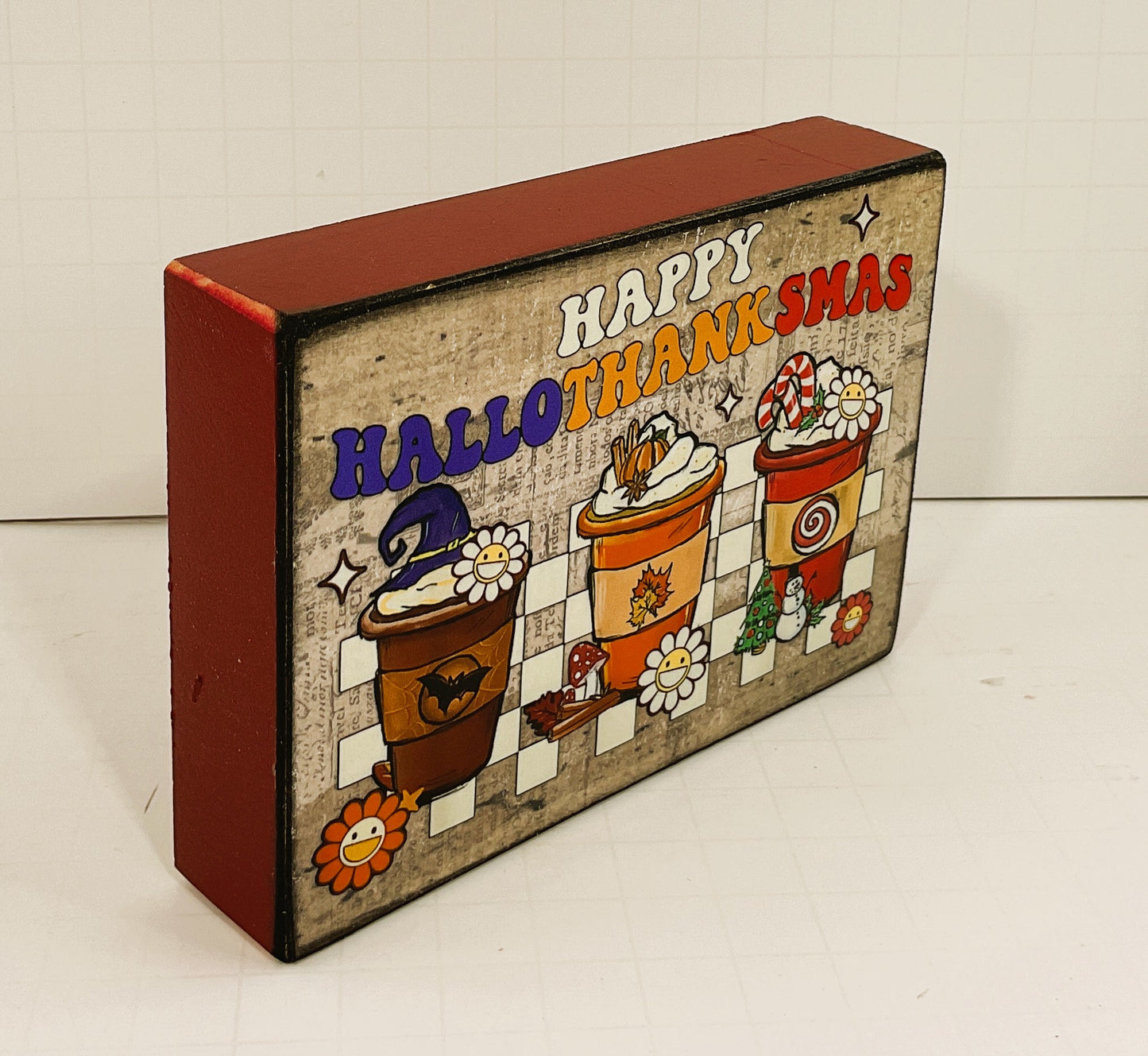 AGD Fall Decor - Coffee Bar Latte Hallothankmas Multi Seasonal Block Sgn