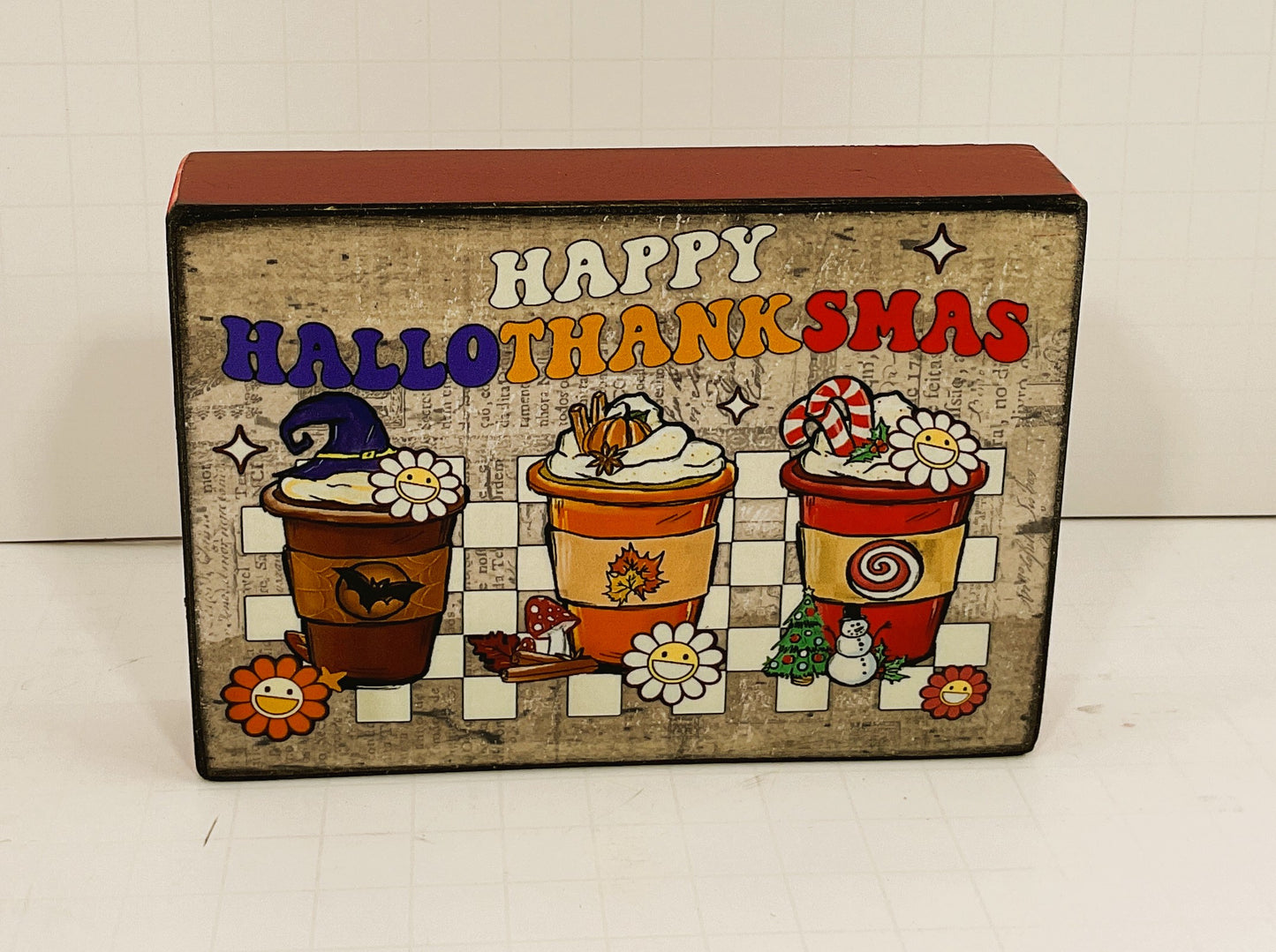 AGD Fall Decor - Coffee Bar Latte Hallothankmas Multi Seasonal Block Sgn