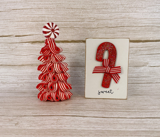 AGD Christmas Decor - White Red Peppermint Tree Sweet Candy Cane 2pc