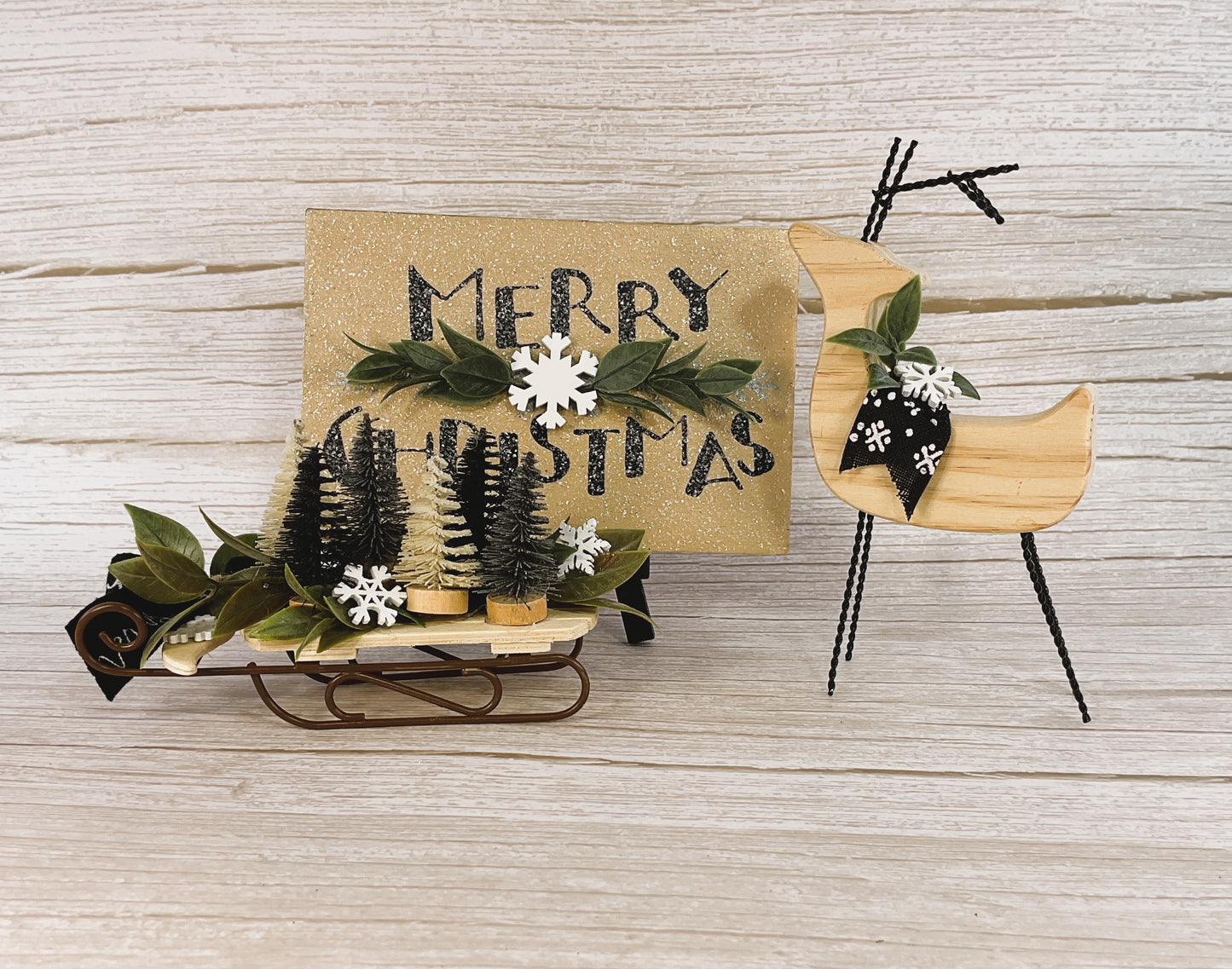 AGD Christmas Decor - Primitive Reindeer Sled Bundle Set