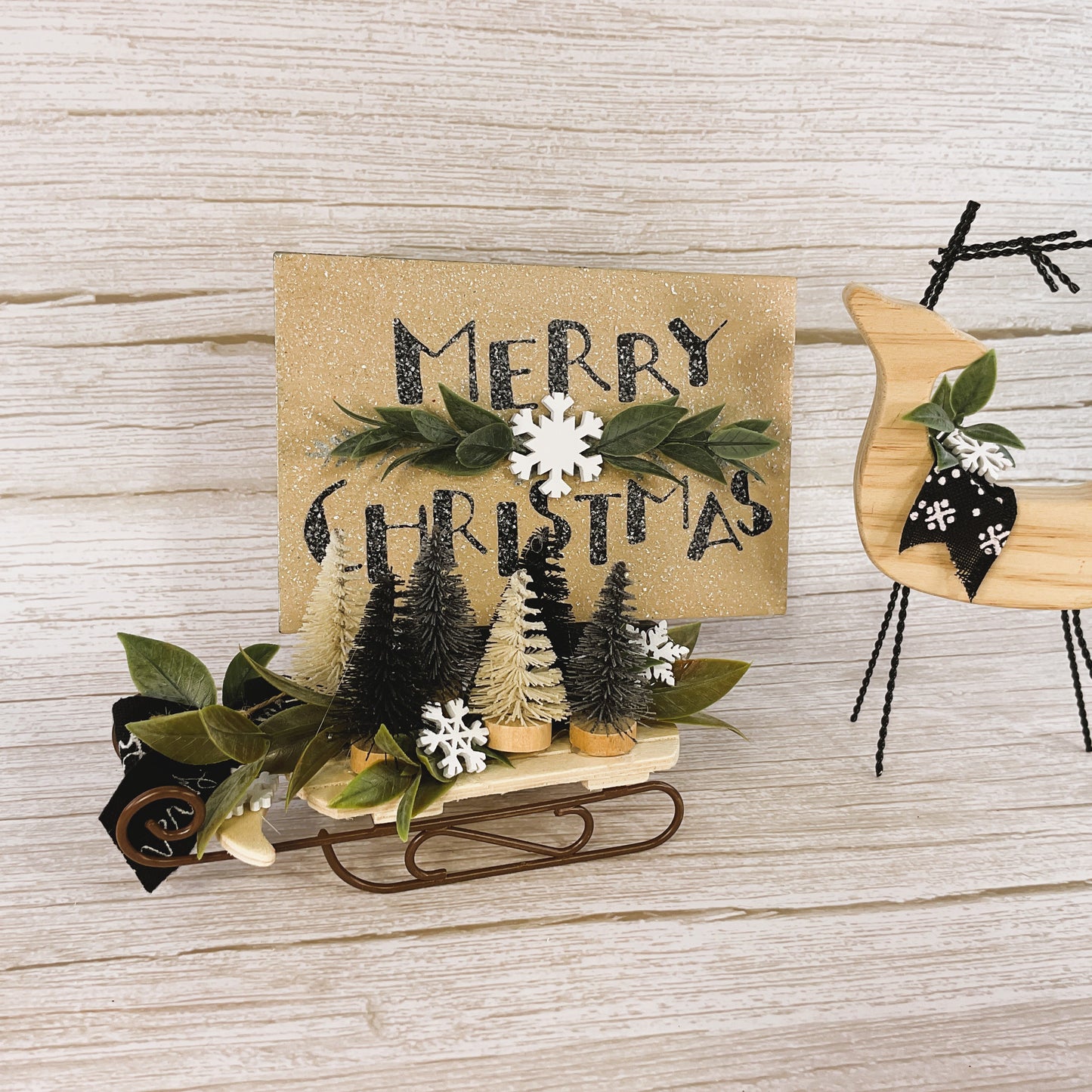 AGD Christmas Decor - Primitive Reindeer Sled Bundle Set