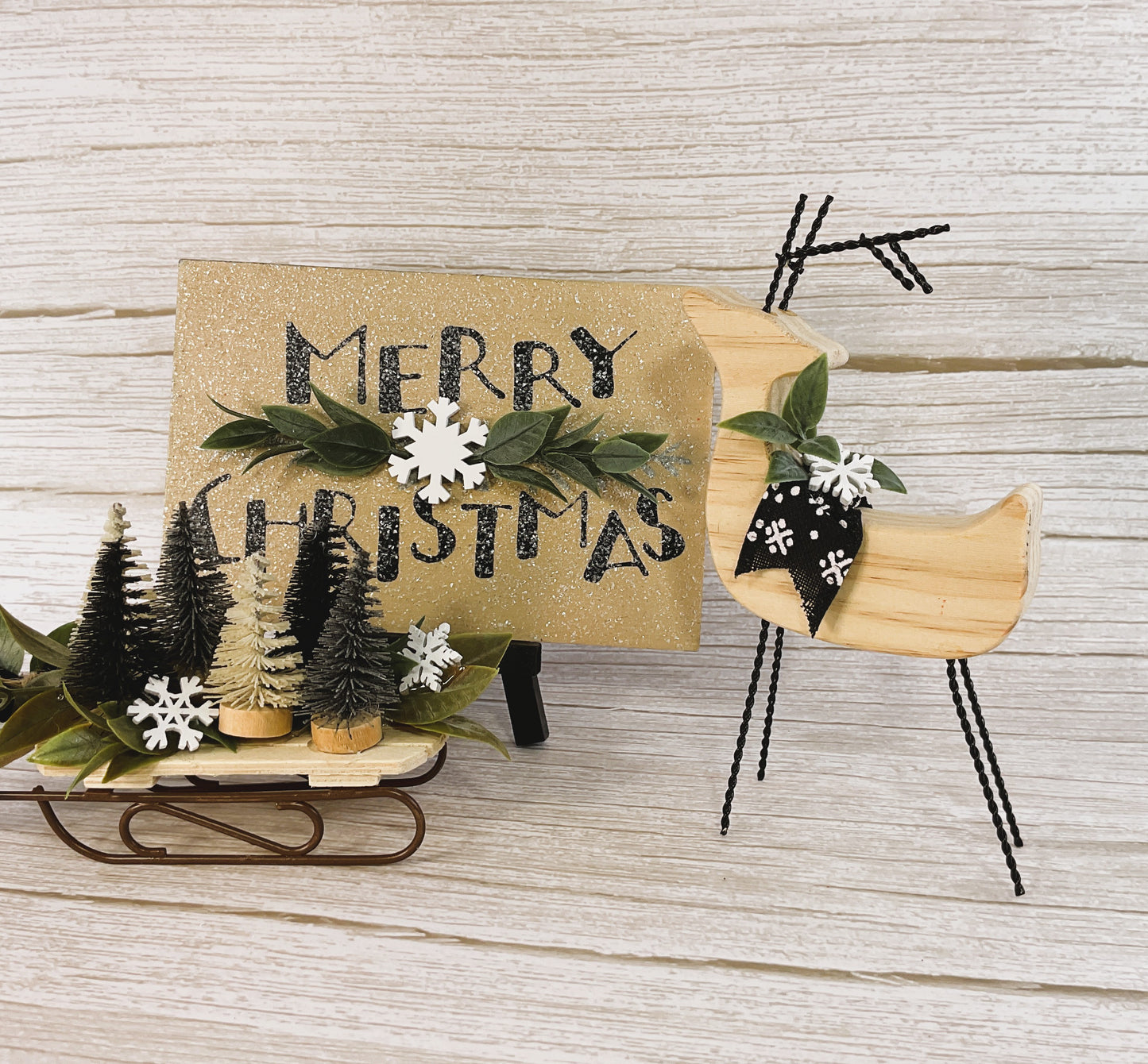 AGD Christmas Decor - Primitive Reindeer Sled Bundle Set