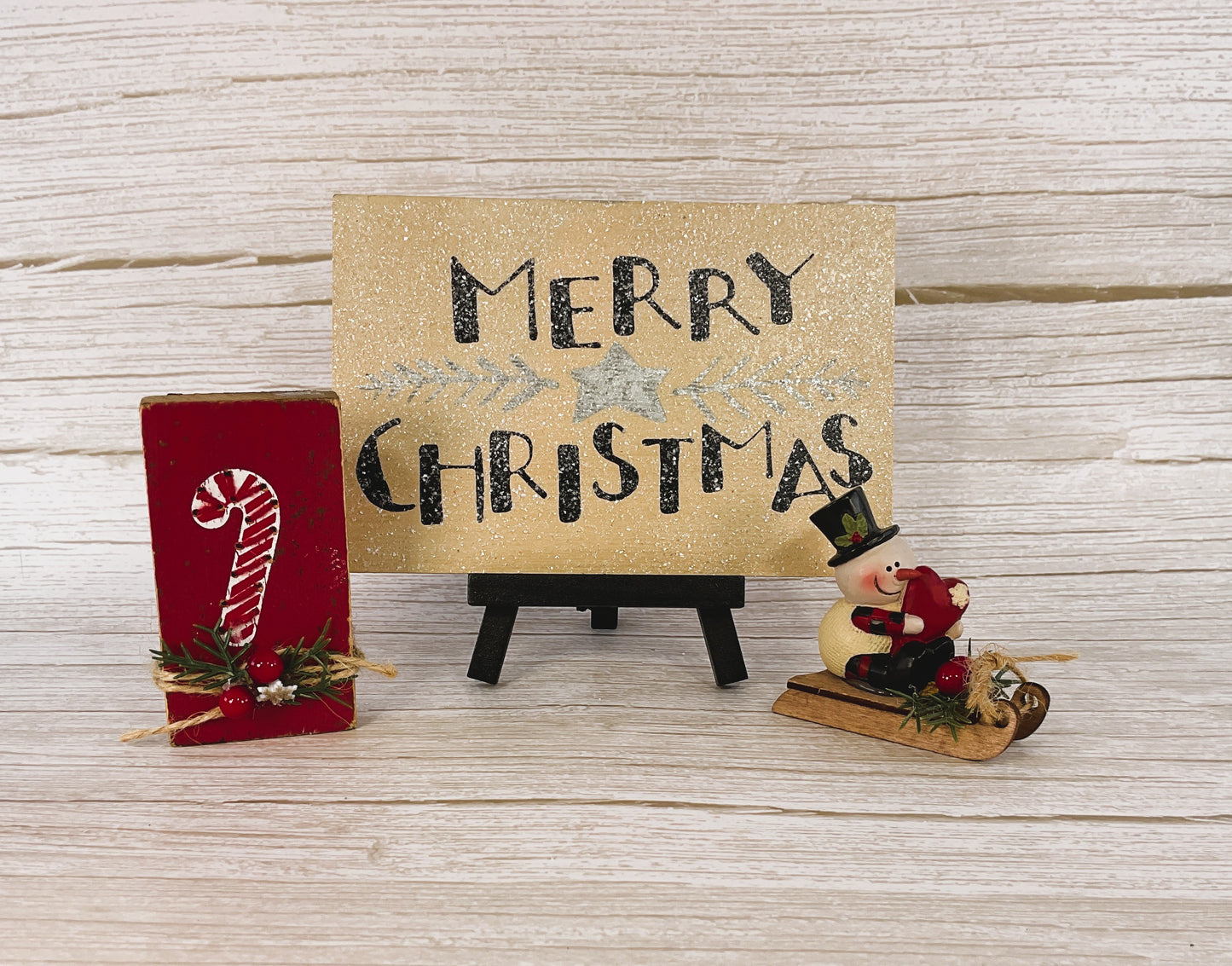 AGD Christmas Decor - Primitive Joy Snowman Sled Bundle Set