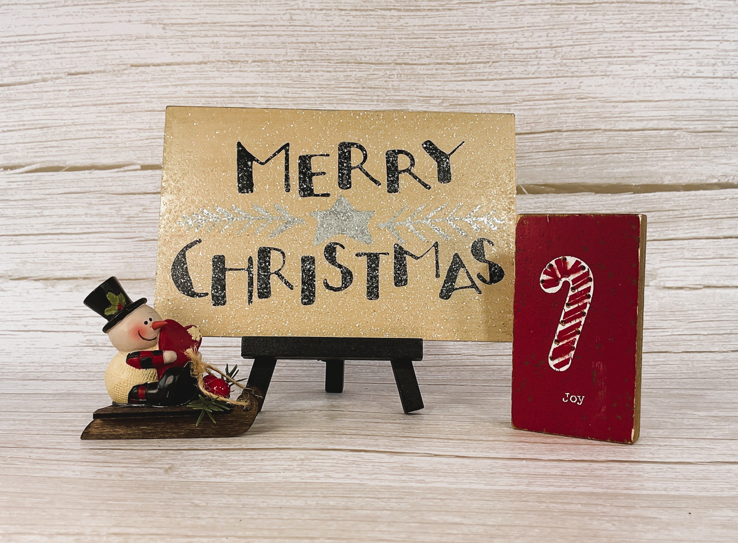 AGD Christmas Decor - Primitive Joy Snowman Sled Bundle Set