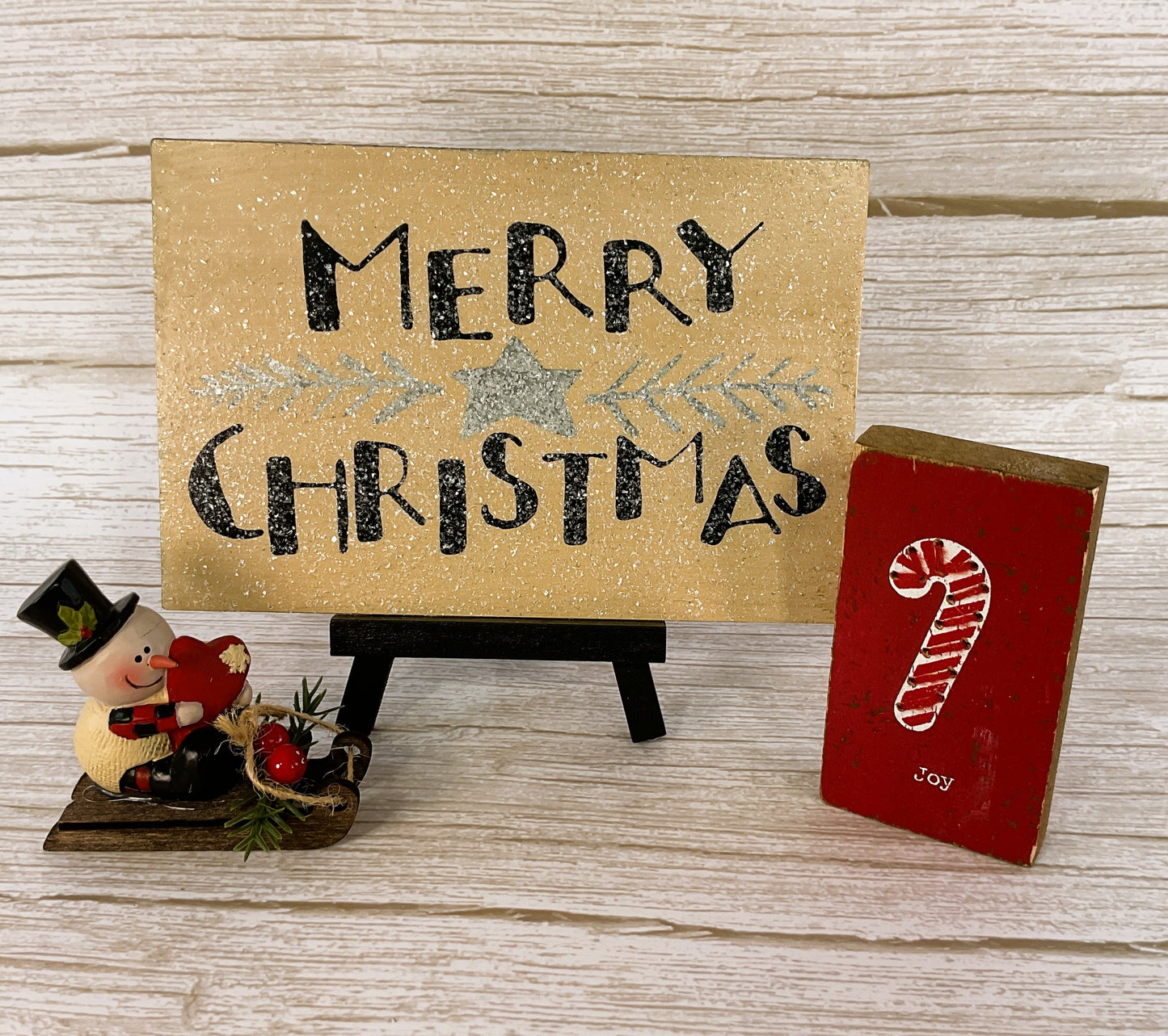 AGD Christmas Decor - Primitive Joy Snowman Sled Bundle Set