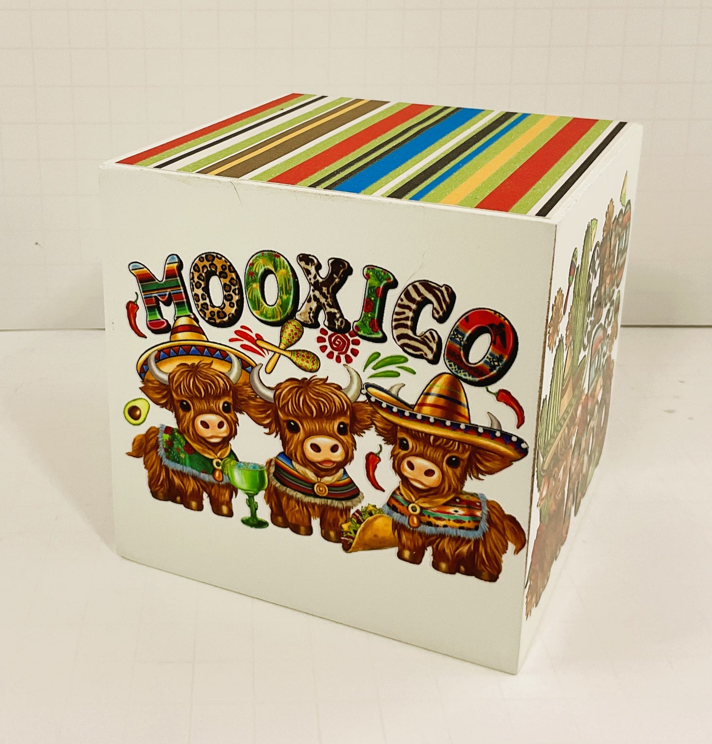 AGD Cinco De Mayo Decor -  Tacos Highland Cow Block Signs 1pc