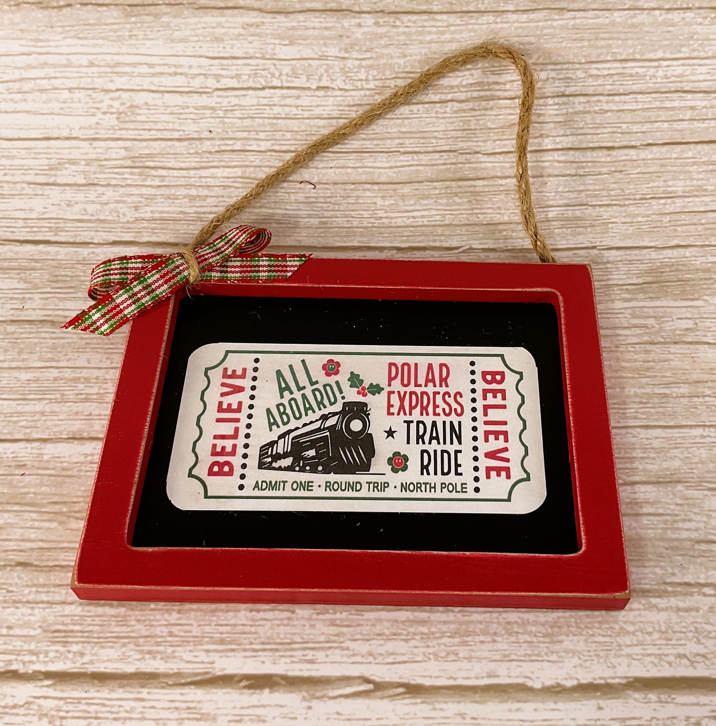 AGD Christmas Decor - Believe Santa Polar Express Train Ticket Ornament