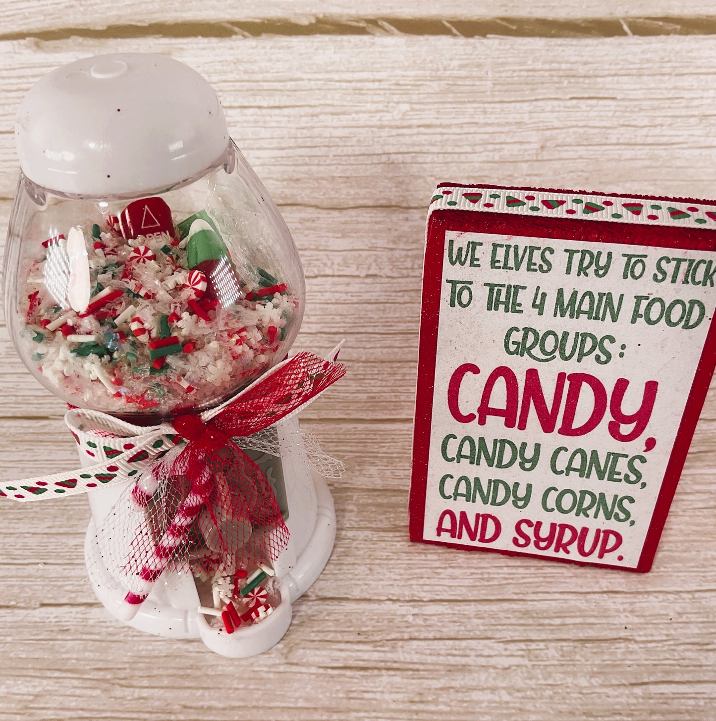 AGD Christmas Decor - Plastic Elf Candy Gumball Shaker 2pc Set