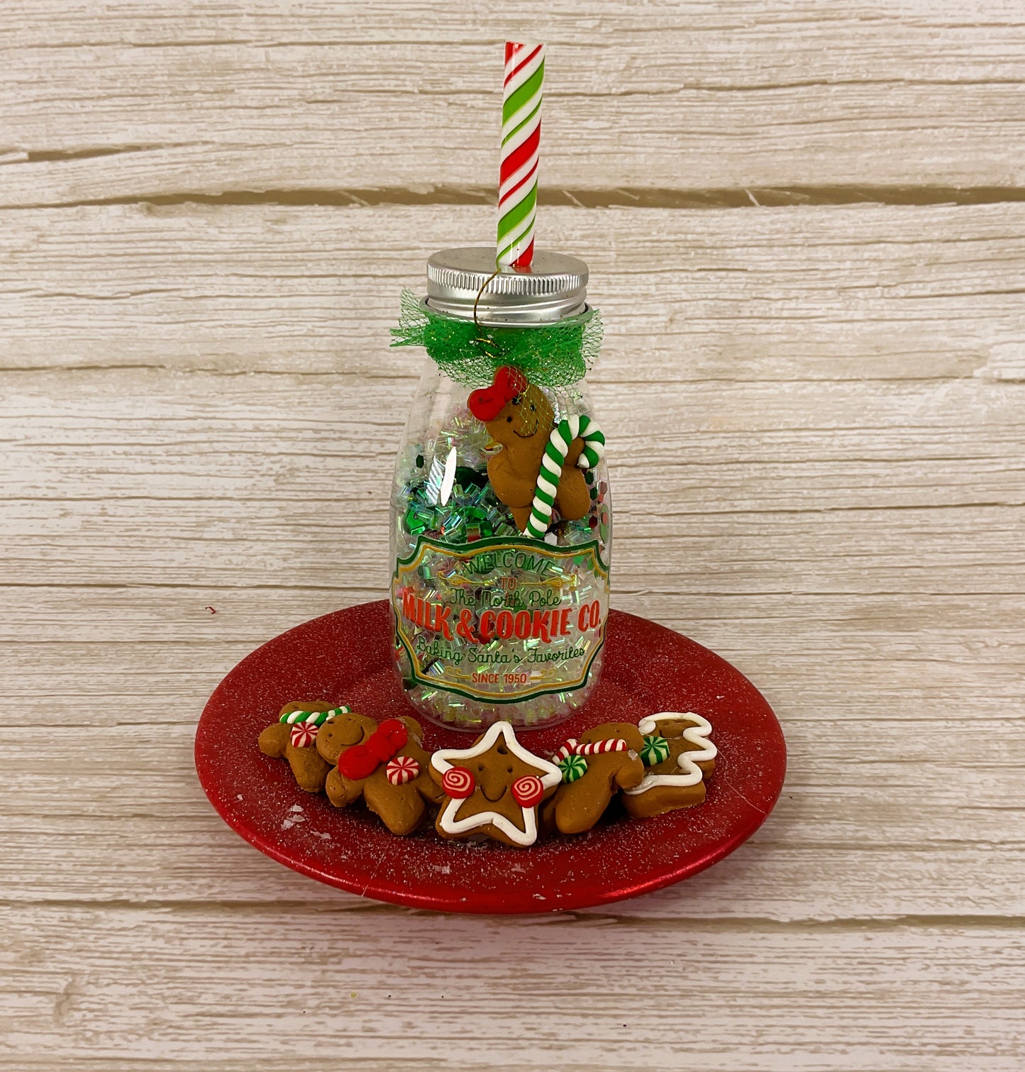 AGD Christmas Decor - Milk Bottle and Cookies Bundle Display 2pc Set
