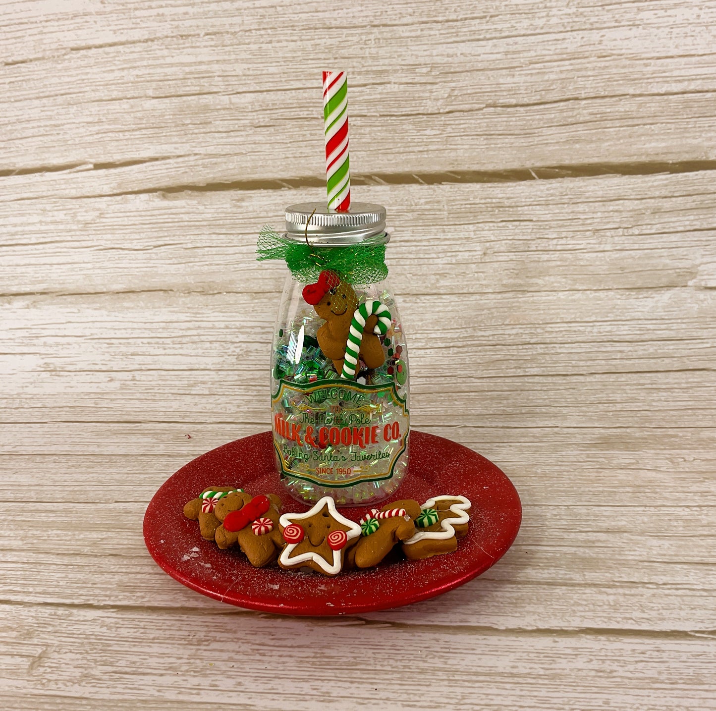 AGD Christmas Decor - Milk Bottle and Cookies Bundle Display 2pc Set