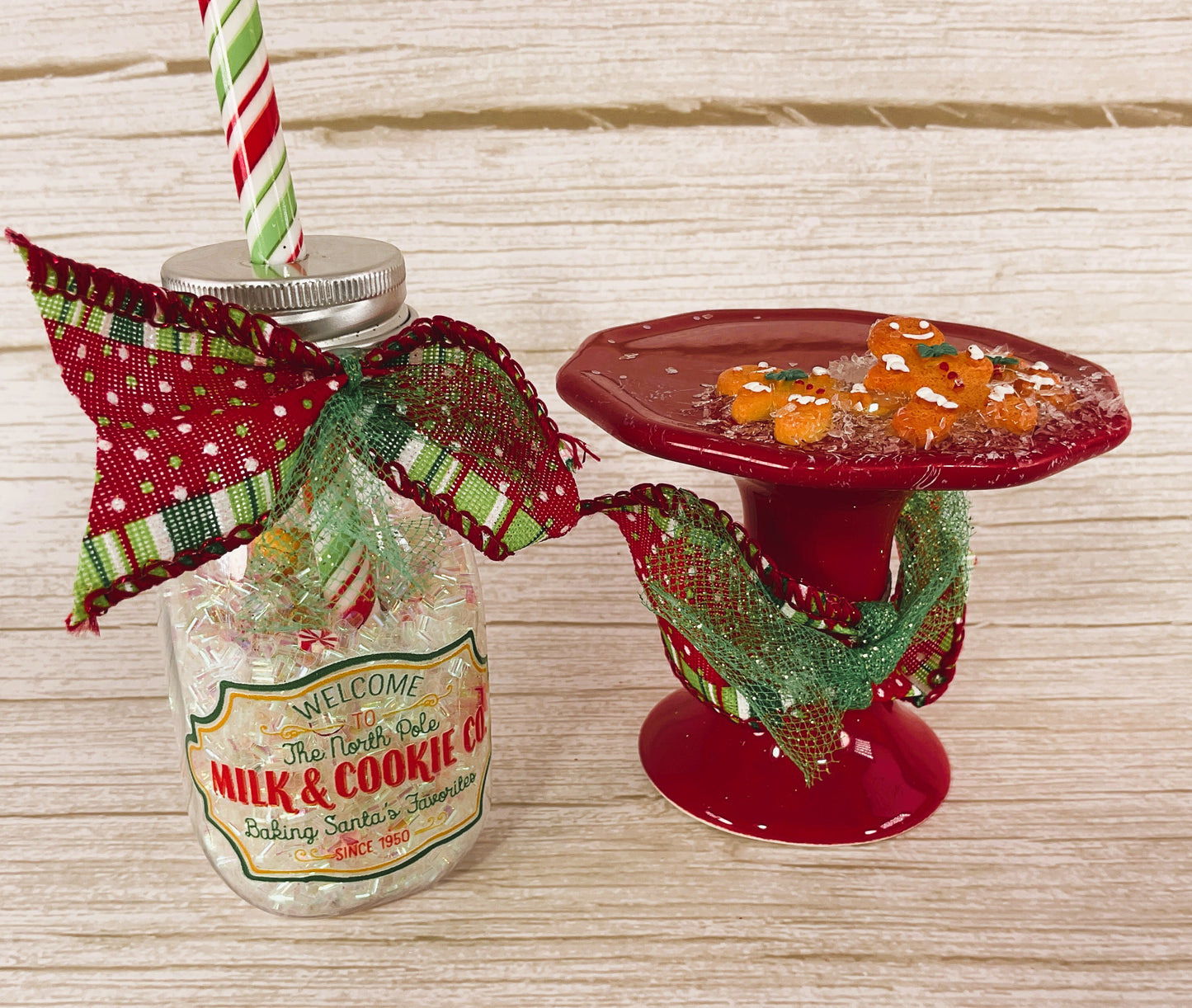 AGD Christmas Decor - Milk Bottle and Cookies Bundle Display 2pc Set