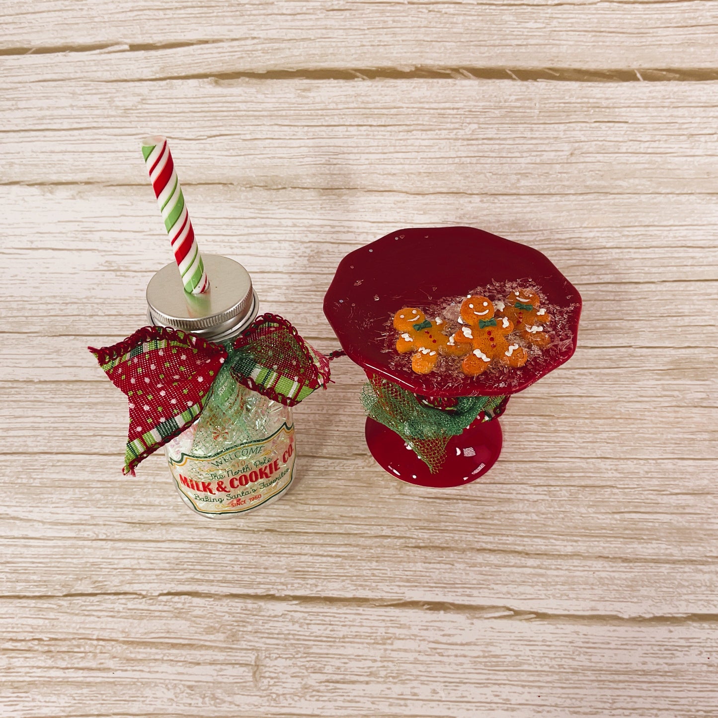 AGD Christmas Decor - Milk Bottle and Cookies Bundle Display 2pc Set