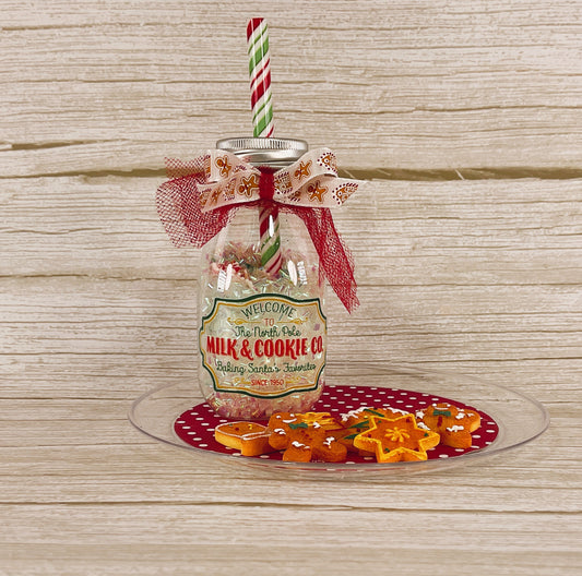 AGD Christmas Decor - Milk Bottle and Cookies Bundle Display 2pc Set