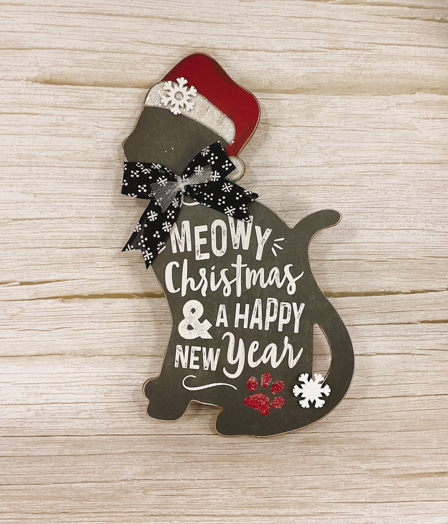 AGD Christmas Decor - Meowy Christmas Cat Wreath Wall Sign