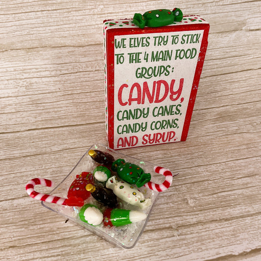 AGD Christmas Decor - Miniature Plastic Elf Candy Tray and Sign 2pc Set
