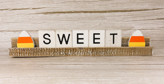 AGD Halloween Decor - Candy Corn Sweet Wood Tile Sign