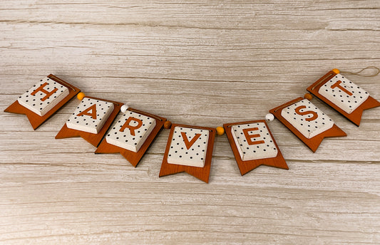 AGD Fall Decor - SMALL Harvest Wood Tile Banner Garland