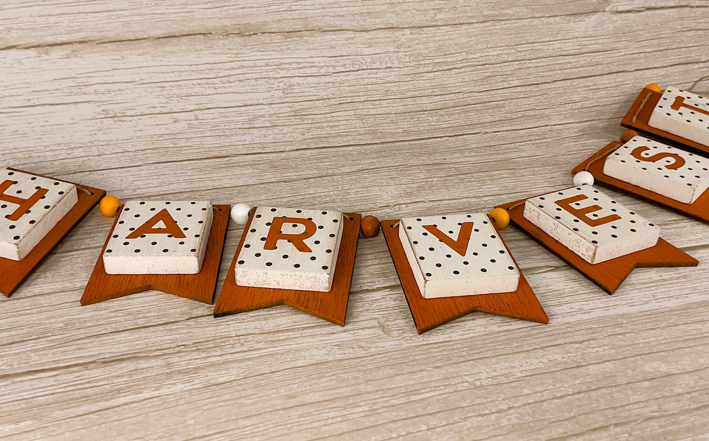 AGD Fall Decor - SMALL Harvest Wood Tile Banner Garland