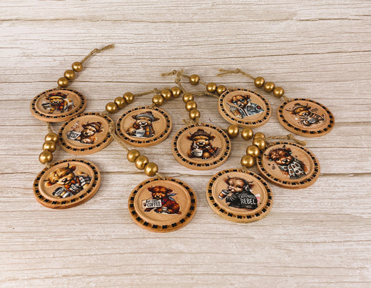 AGD Christmas Decor - Coffee Latte Theme Highland Cow Ornaments 10pc