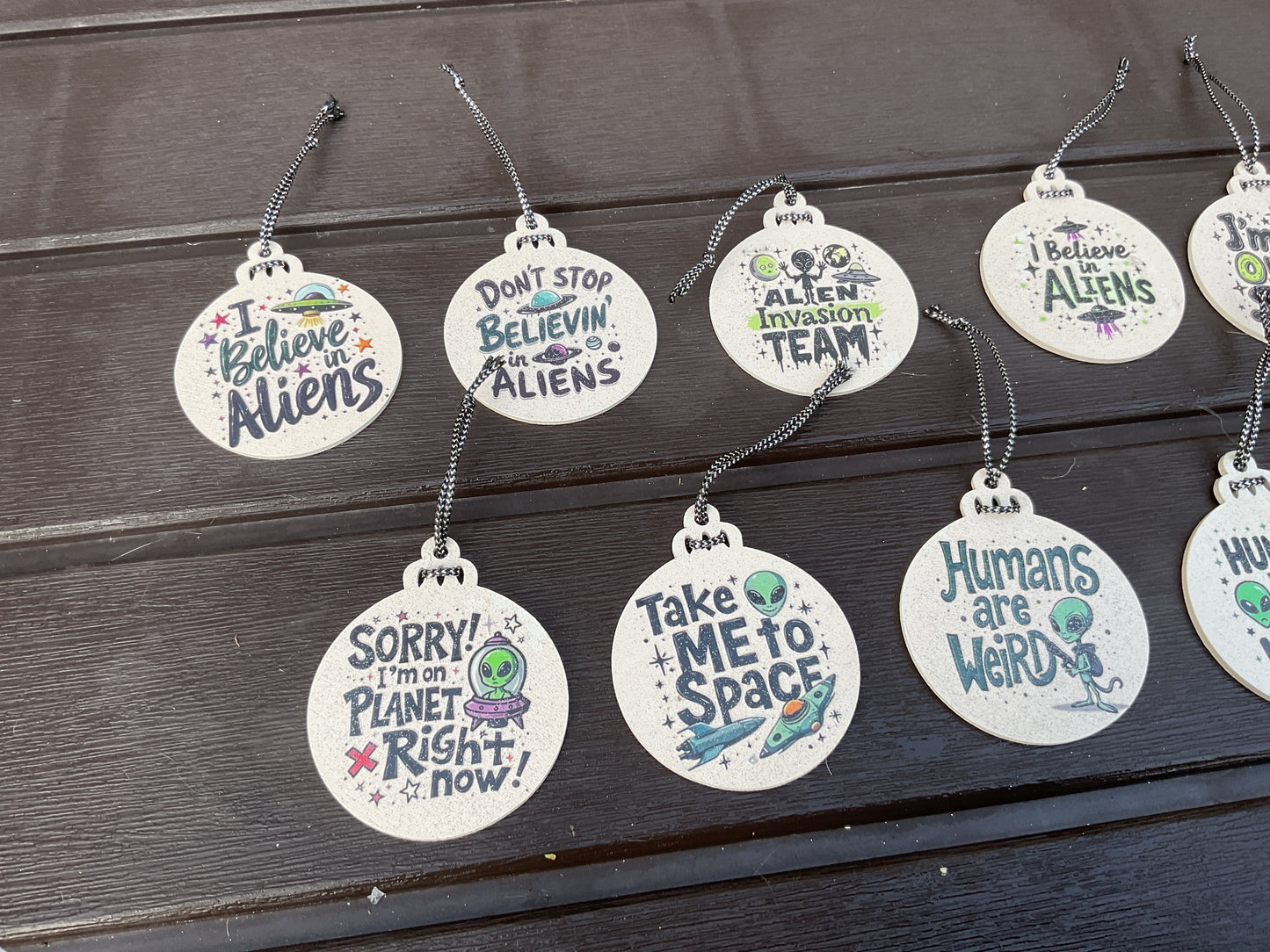 AGD Christmas Decor - Green Alien Theme Ornaments 10pc Set