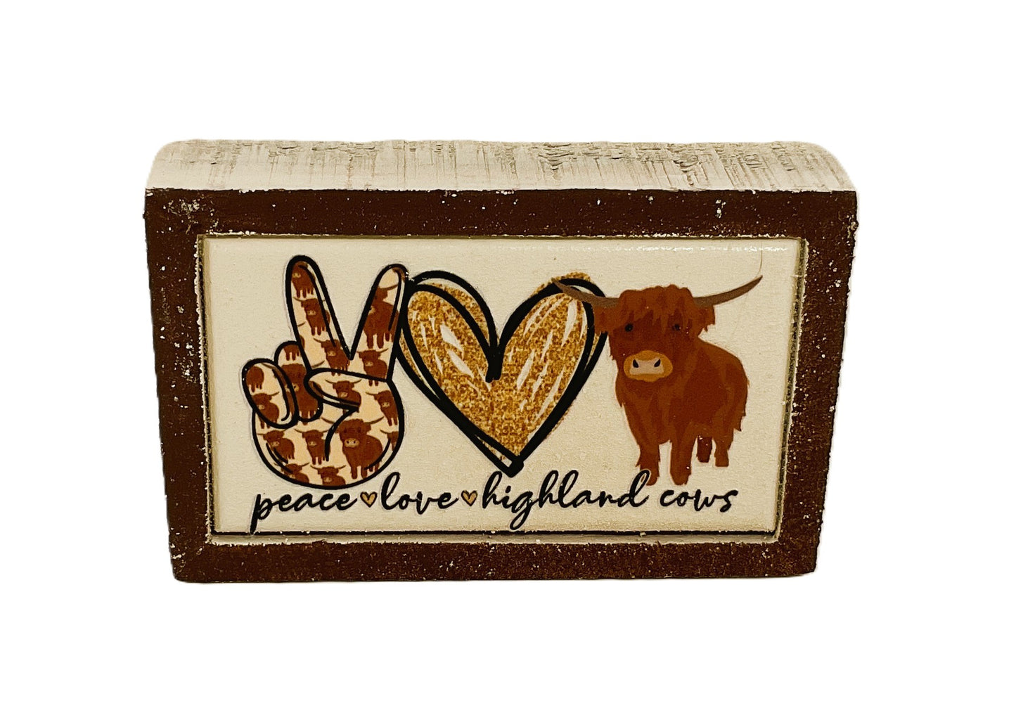 AGD Home Decor - Peace Love Highland Cow Small Tier Tray Sign