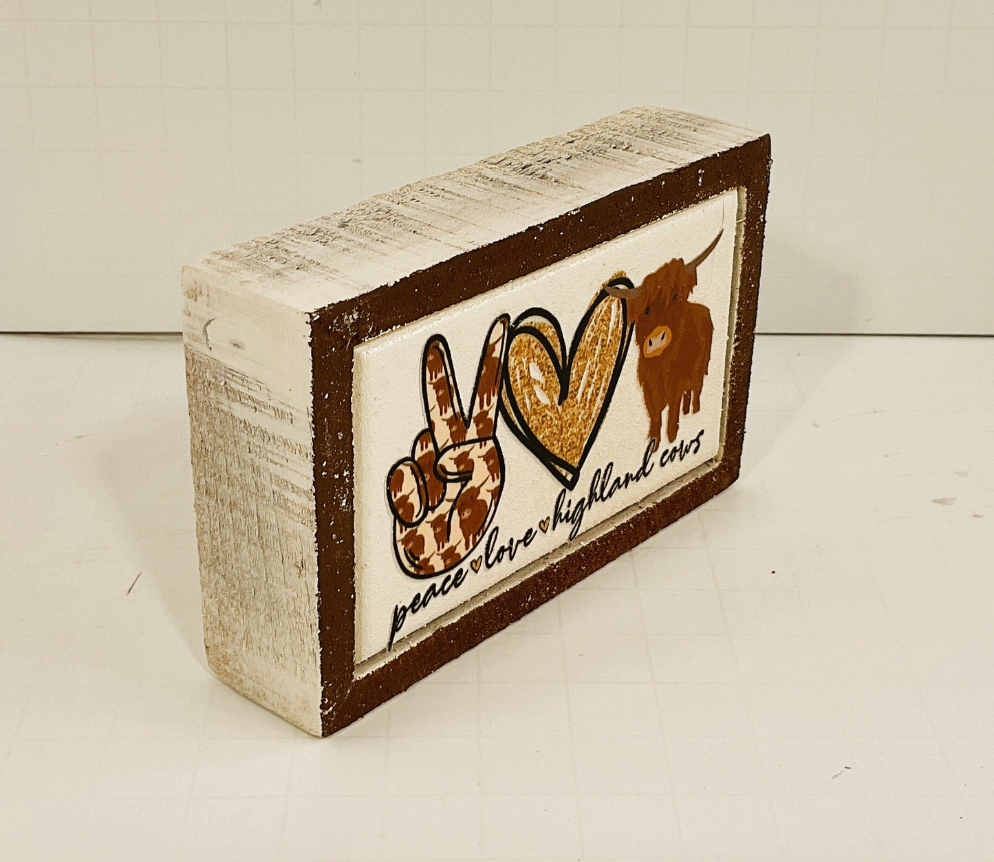 AGD Home Decor - Peace Love Highland Cow Small Tier Tray Sign