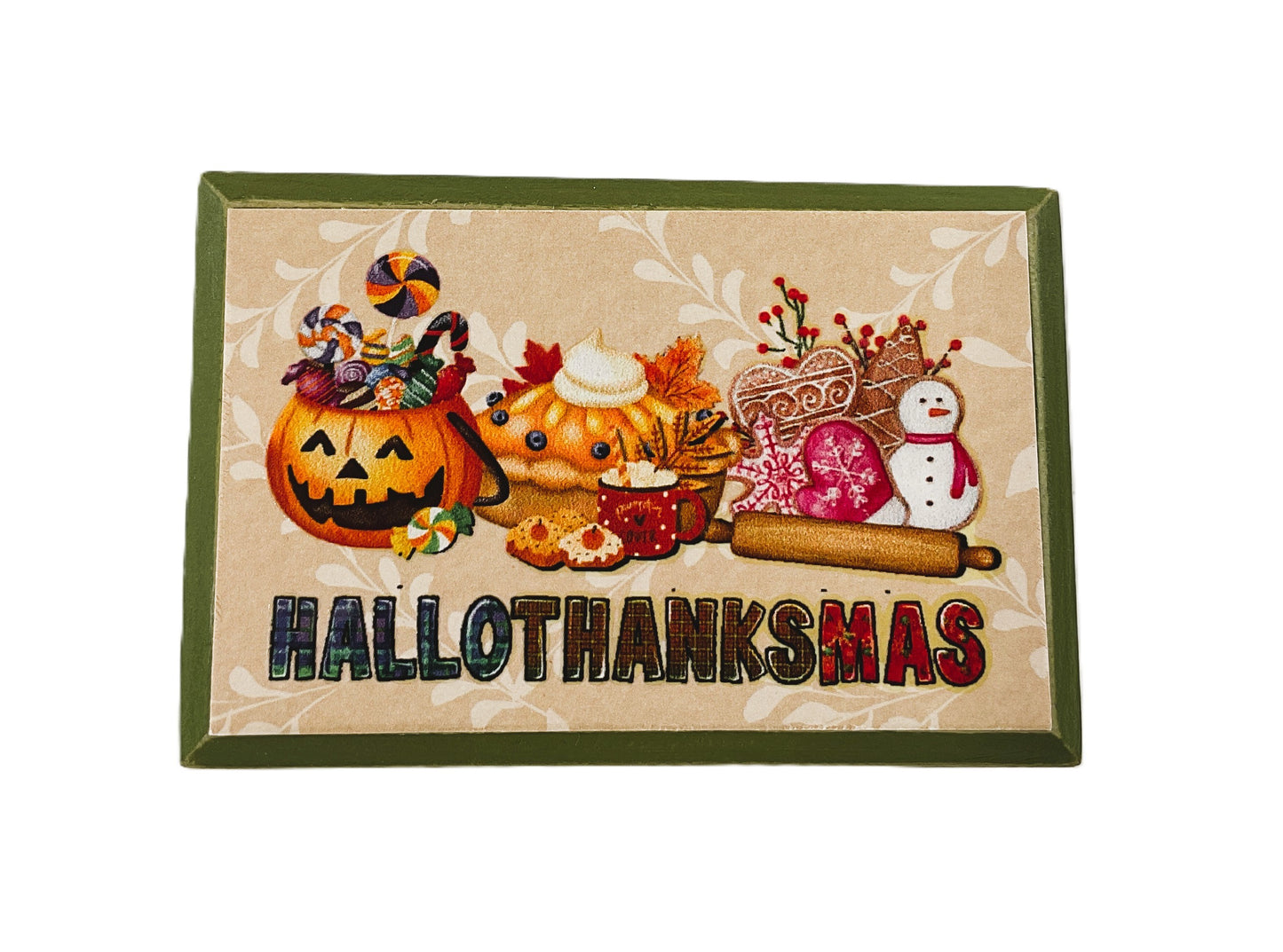 AGD Fall Decor - Pumpkin Gingerbread Hallothankmas Multi Seasonal Tier Tray Sign