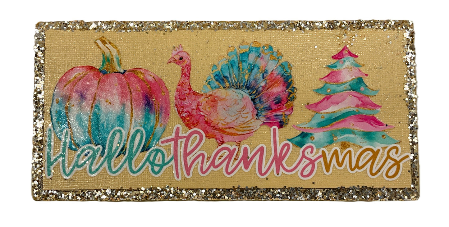 AGD Fall Decor - Pastel Pink Hallothankmas Multi Seasonal Sign