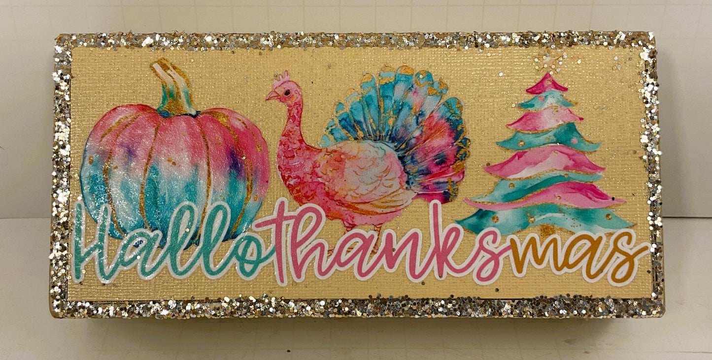 AGD Fall Decor - Pastel Pink Hallothankmas Multi Seasonal Sign