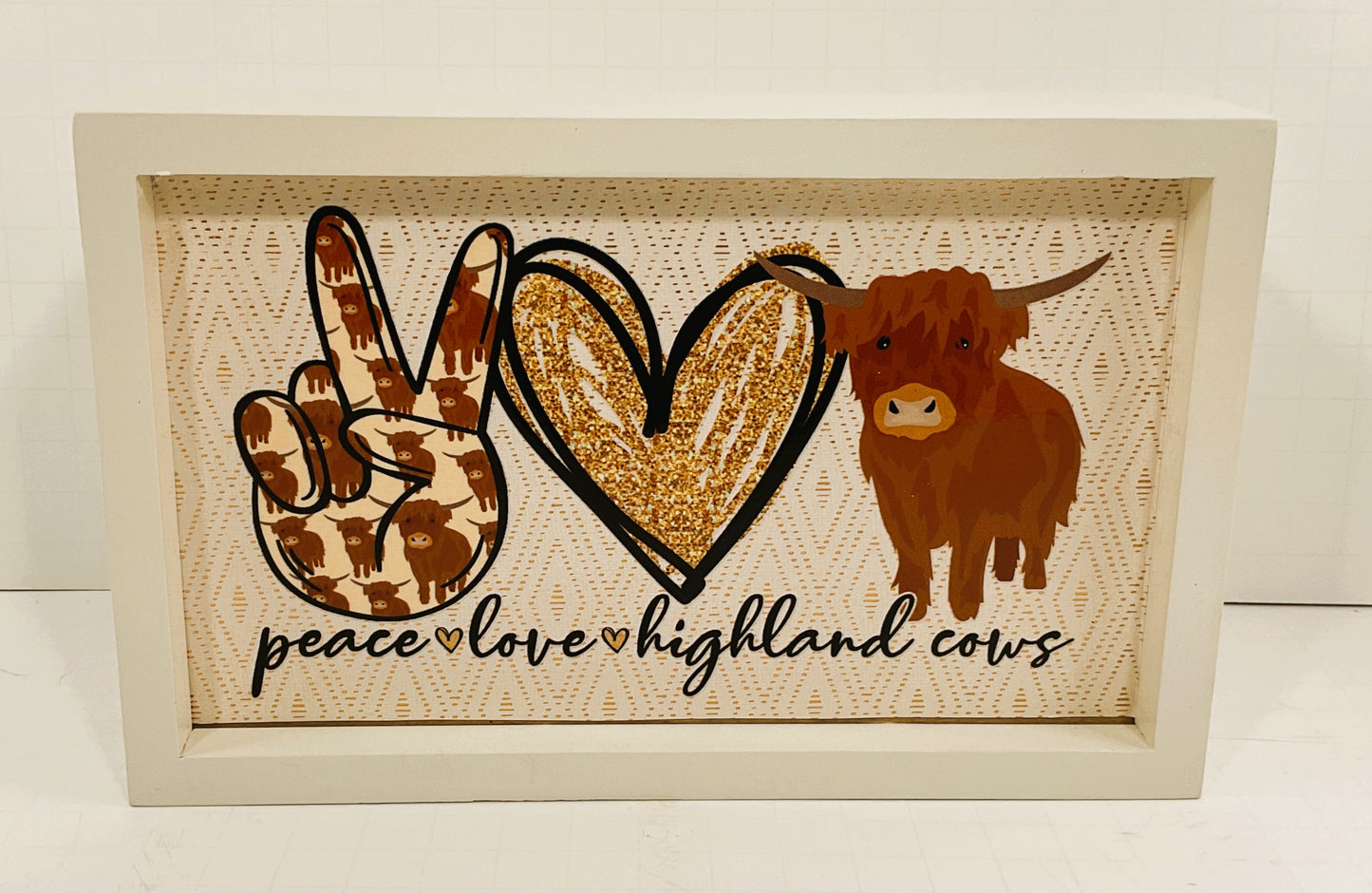 AGD Home Decor - Peace Love Highland Cows Farmhouse Box Sign