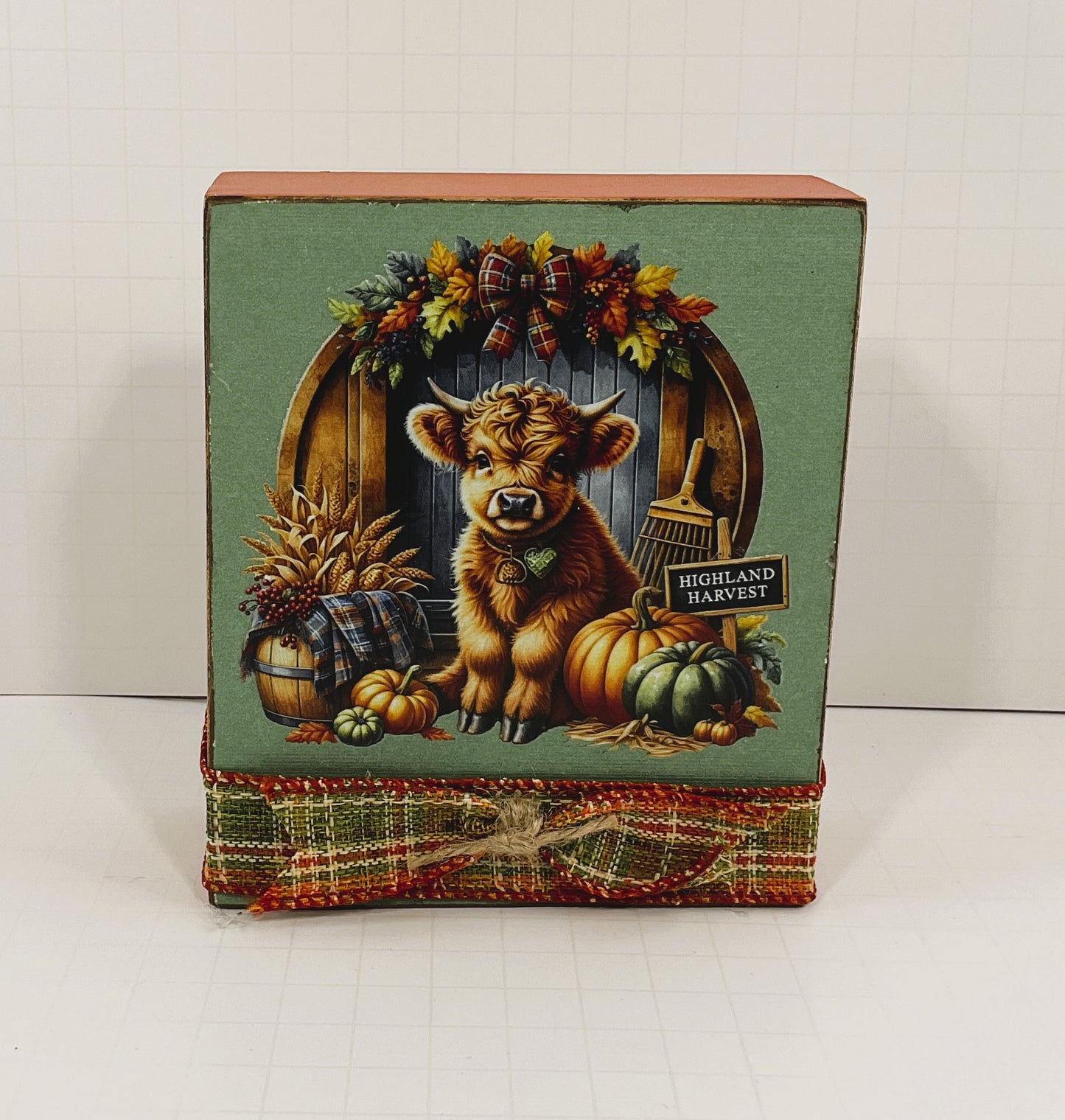 AGD Fall Decor - Autumn Highland Harvest Cow Box Sign