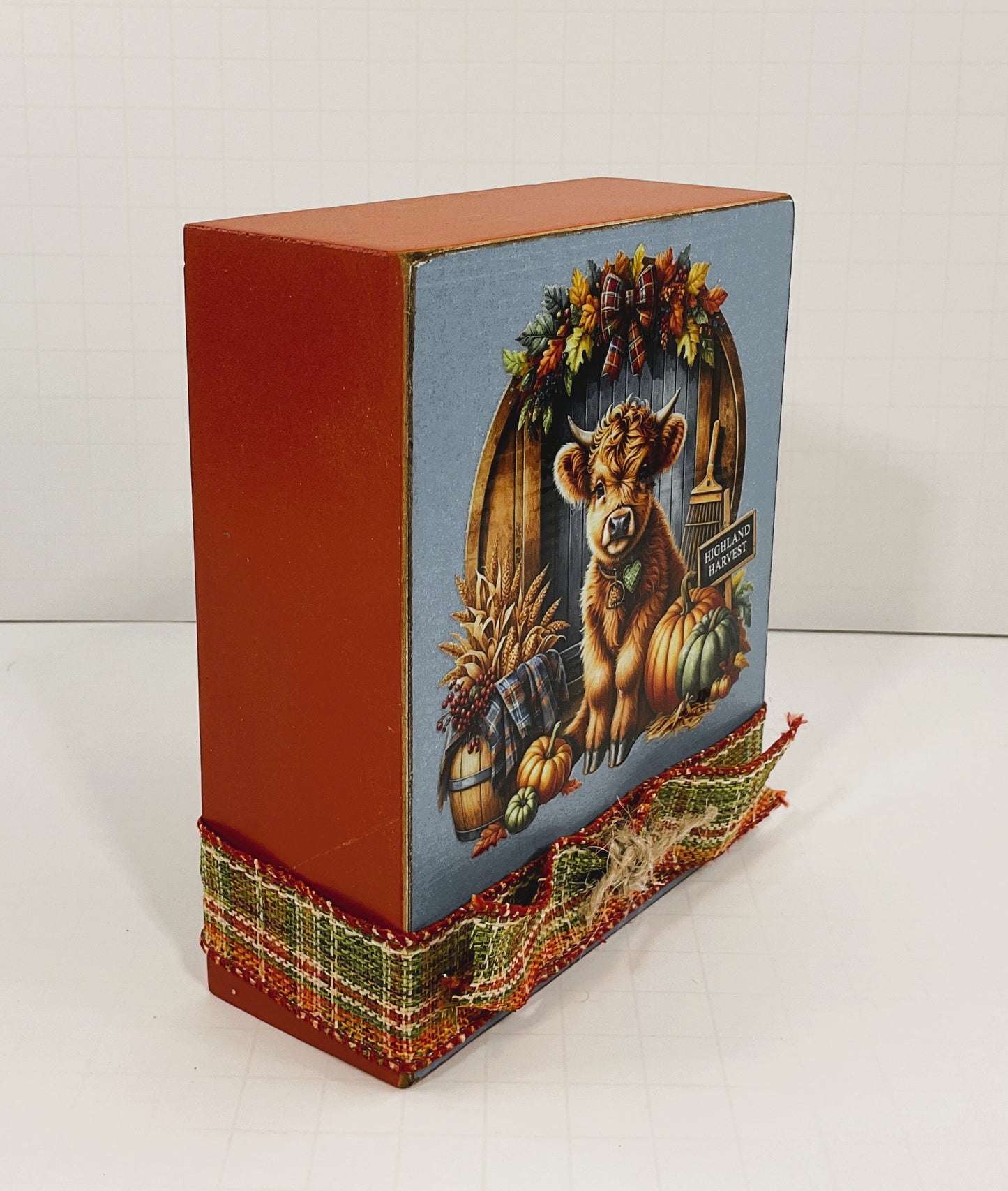 AGD Fall Decor - Autumn Highland Harvest Cow Box Sign