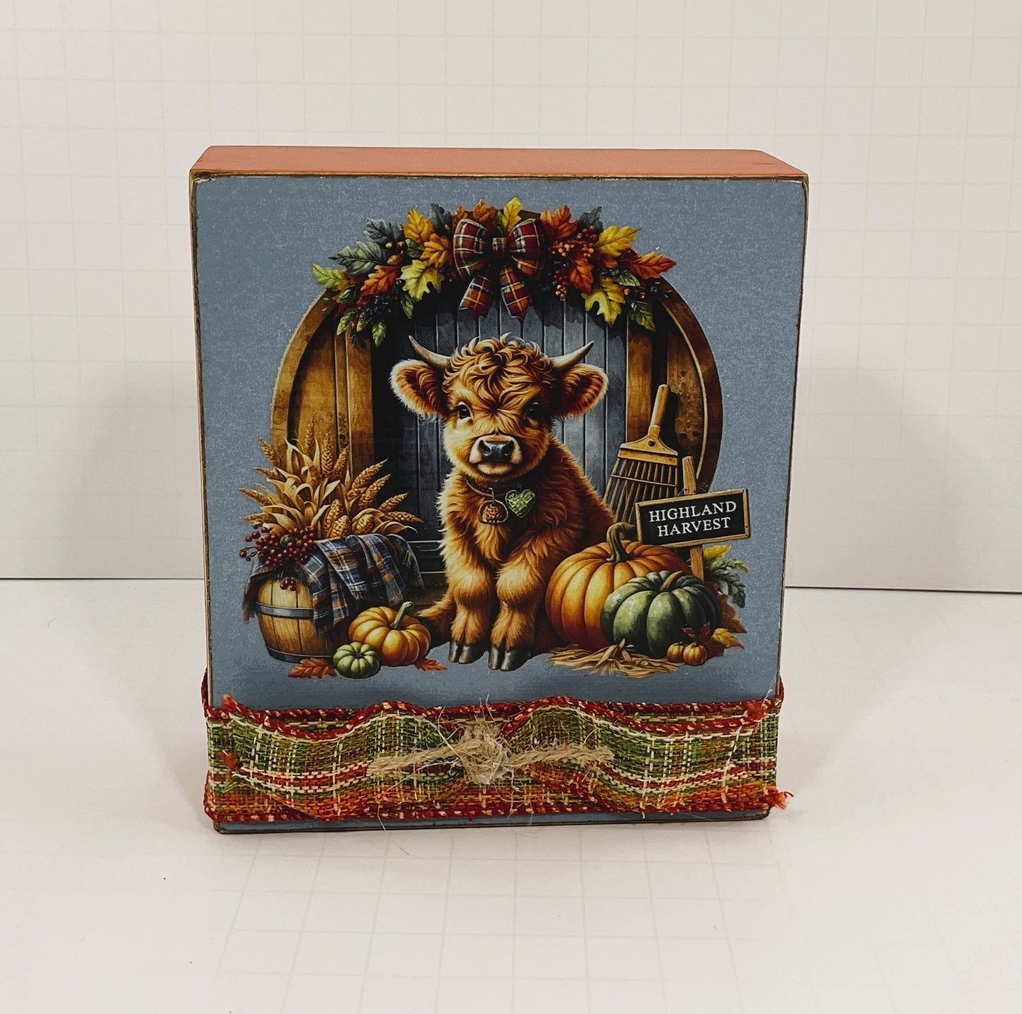AGD Fall Decor - Autumn Highland Harvest Cow Box Sign
