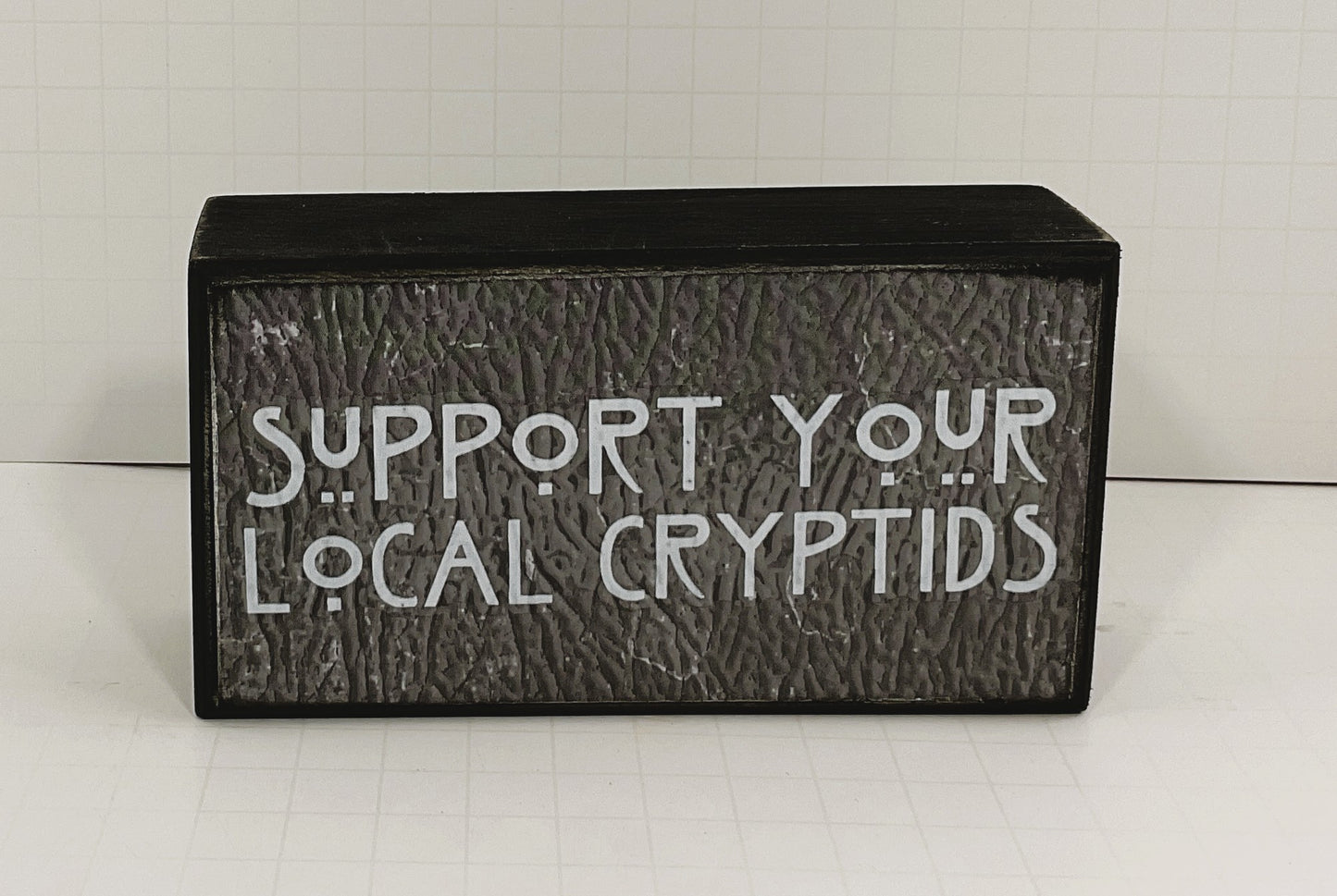 AGD Halloween Decor - Support Your Local Cryptids Box Sign