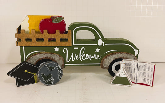 AGD Teacher Decor - Back To School Chunky Wood Truck Tabletop