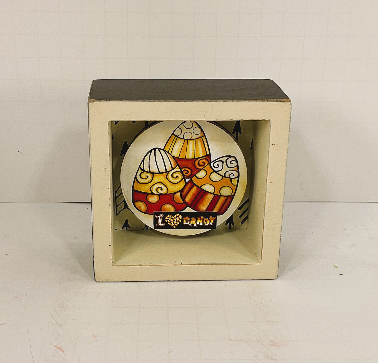 AGD Halloween Decor - I Love Candy Corn Small Wood Sign